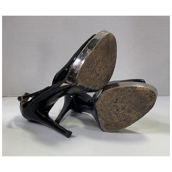 Authentic GUCCI Saddle Soft Tamponato Chocolate Brown Leather Peep Toe Sz 8 $749 - Picture 4 of 11